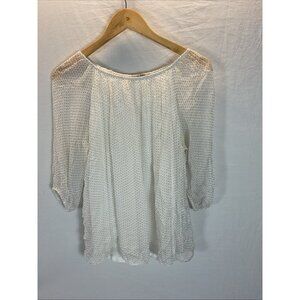 Viola Borghi Silk Blouson Polka dot Blouse size L off the shoulder Made in Italy